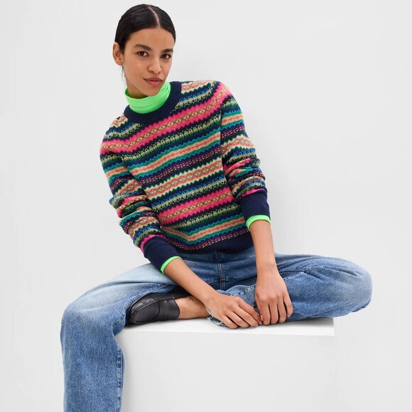 Fair Isle Striped Women's Sweater - Picture 1 of 15